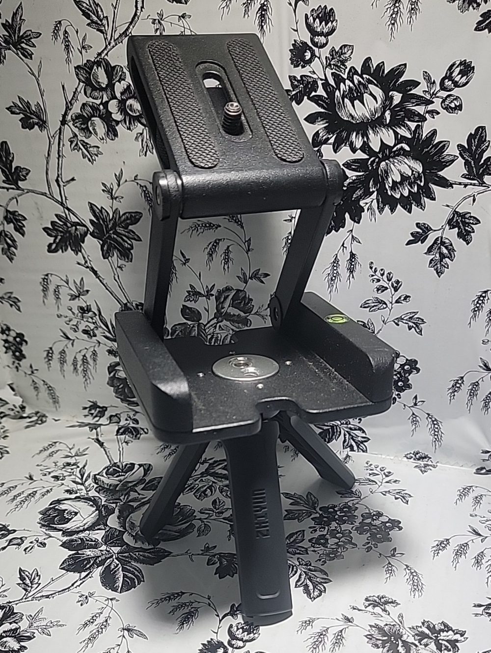 Foldable Black Tripod Phone & Camera Mount with Built-in Level
